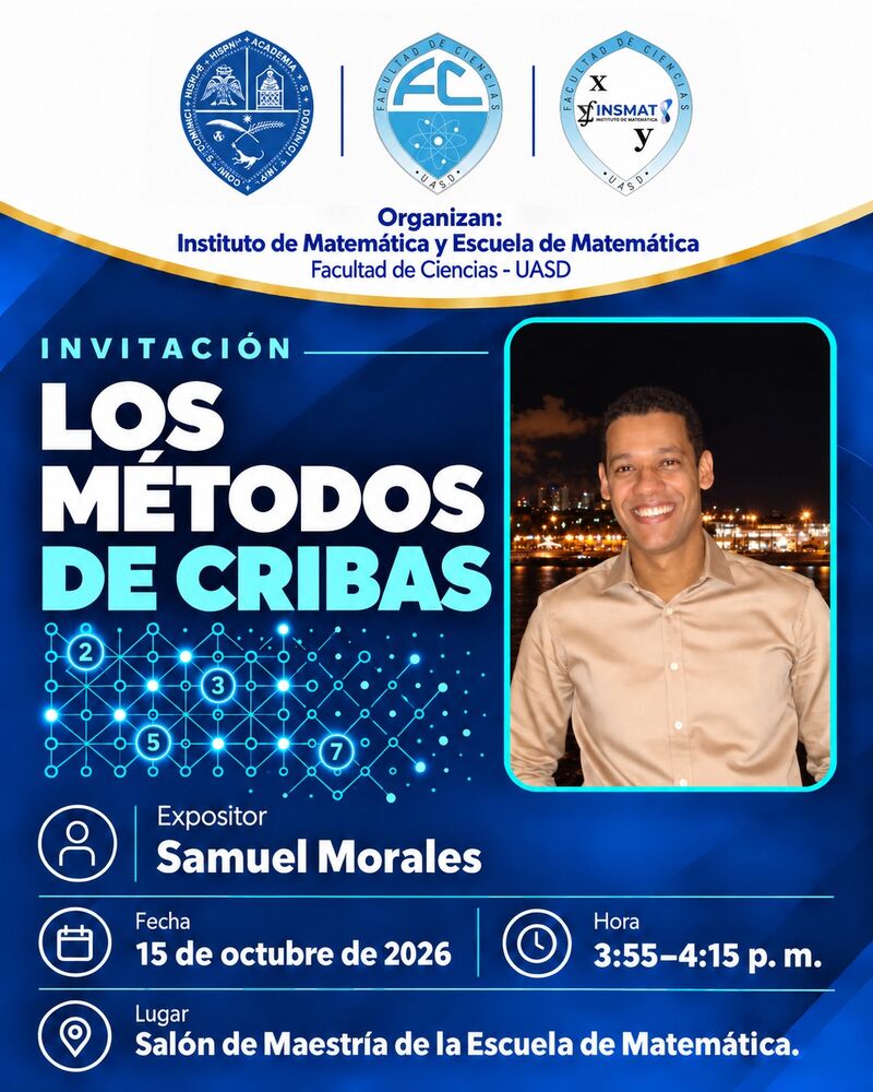 Flyer de la ponencia Los métodos de cribas, de Samuel Morales