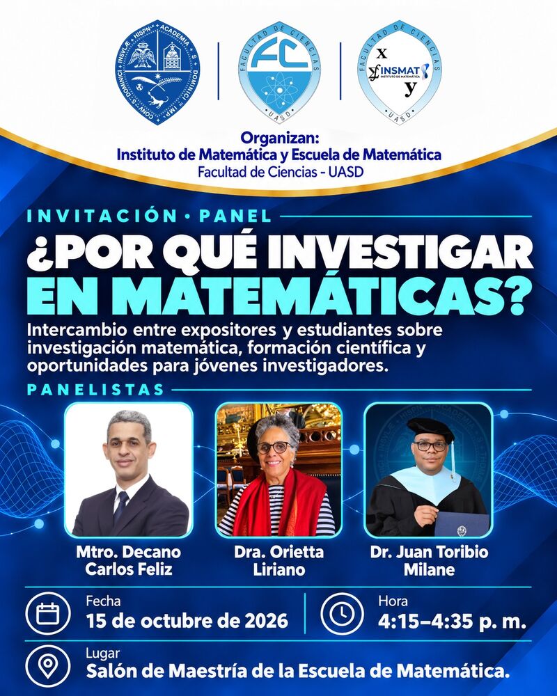 Flyer del panel ¿Por qué investigar en matemáticas?