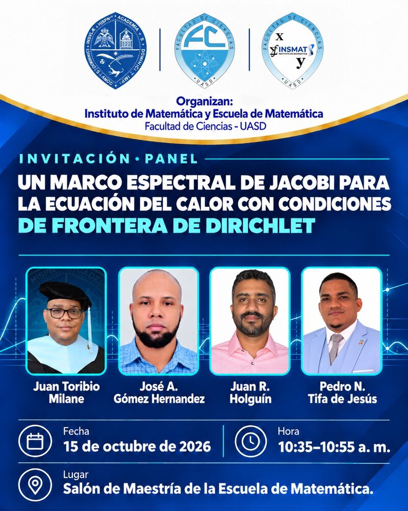 Flyer de la ponencia Un marco espectral de Jacobi para la ecuación del calor con condiciones de frontera de Dirichlet
